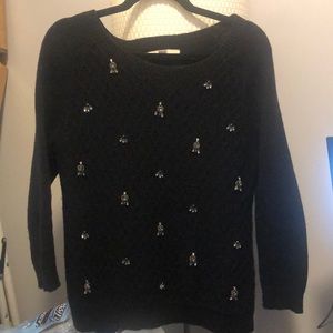 Loft Embroidered Sweater - Small - Black